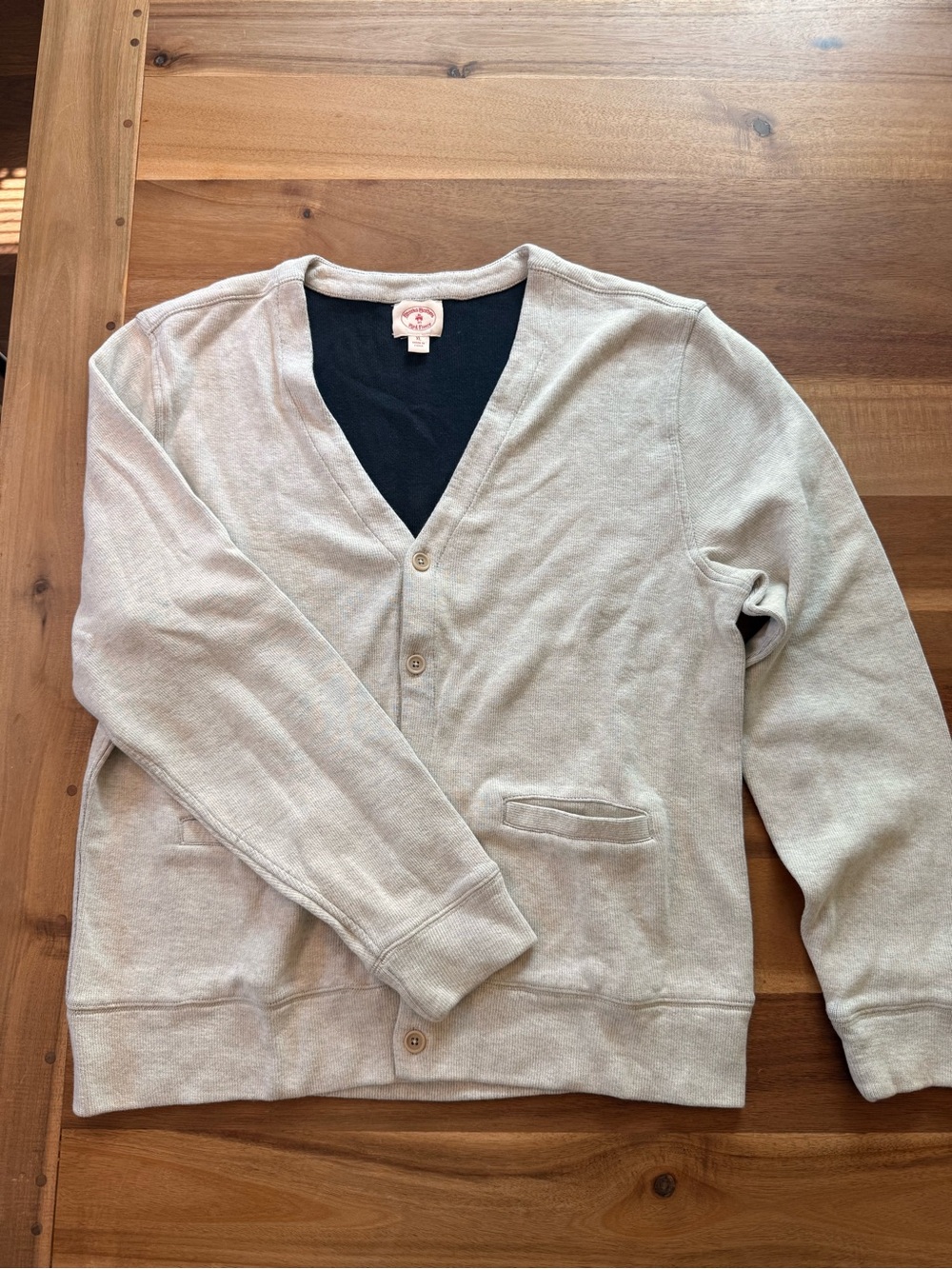 Brooks Brothers Men's V-Neck Button Cardigan - Light Beige
